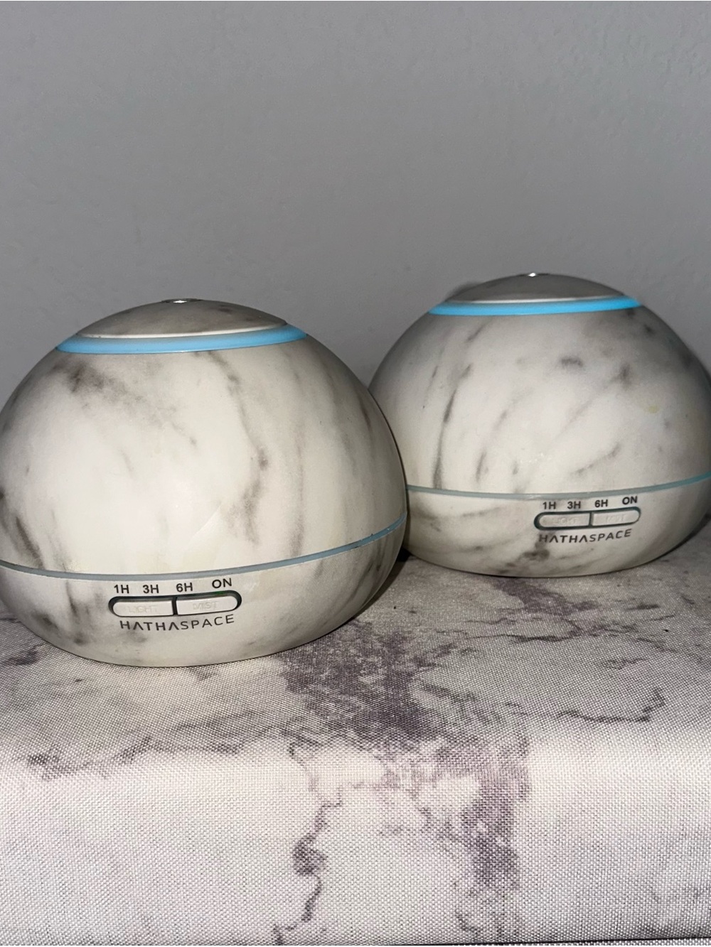 Set of 2 White Marble Essential Oil Diffuser with Color changing LED